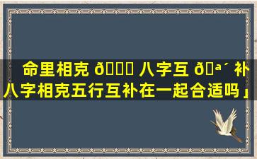 命里相克 🐅 八字互 🪴 补「八字相克五行互补在一起合适吗」